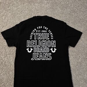 True Religion Black Tee with White Logo